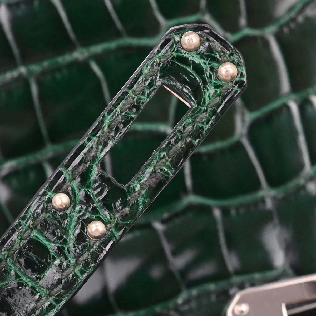 Hermes * Vert Fonce Alligator Kelly Pochette Handbag