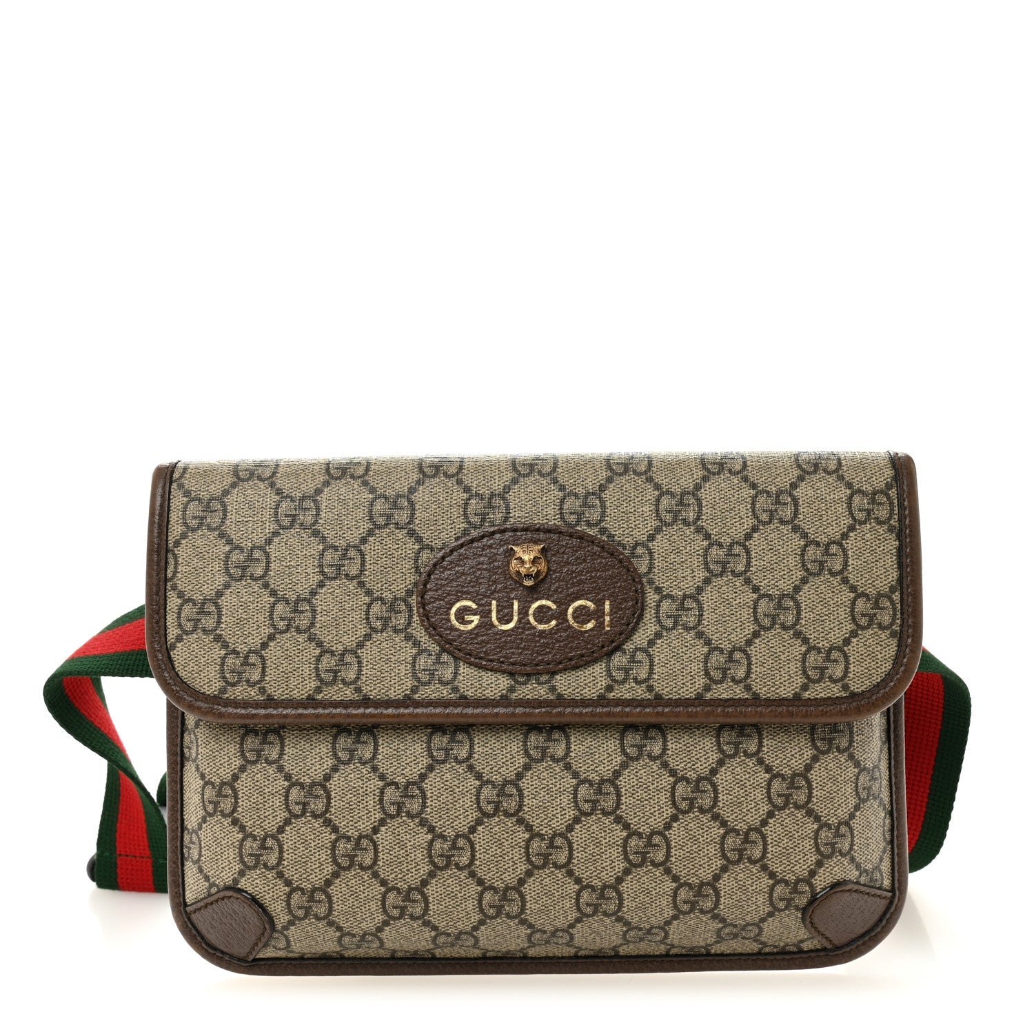 Gucci GG Supreme Monogram Neo Vintage Web Belt Bag Brown