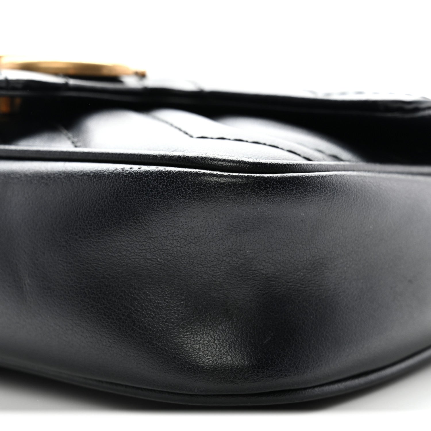 Gucci Calfskin Matelasse Super Mini GG Marmont Shoulder Bag Black