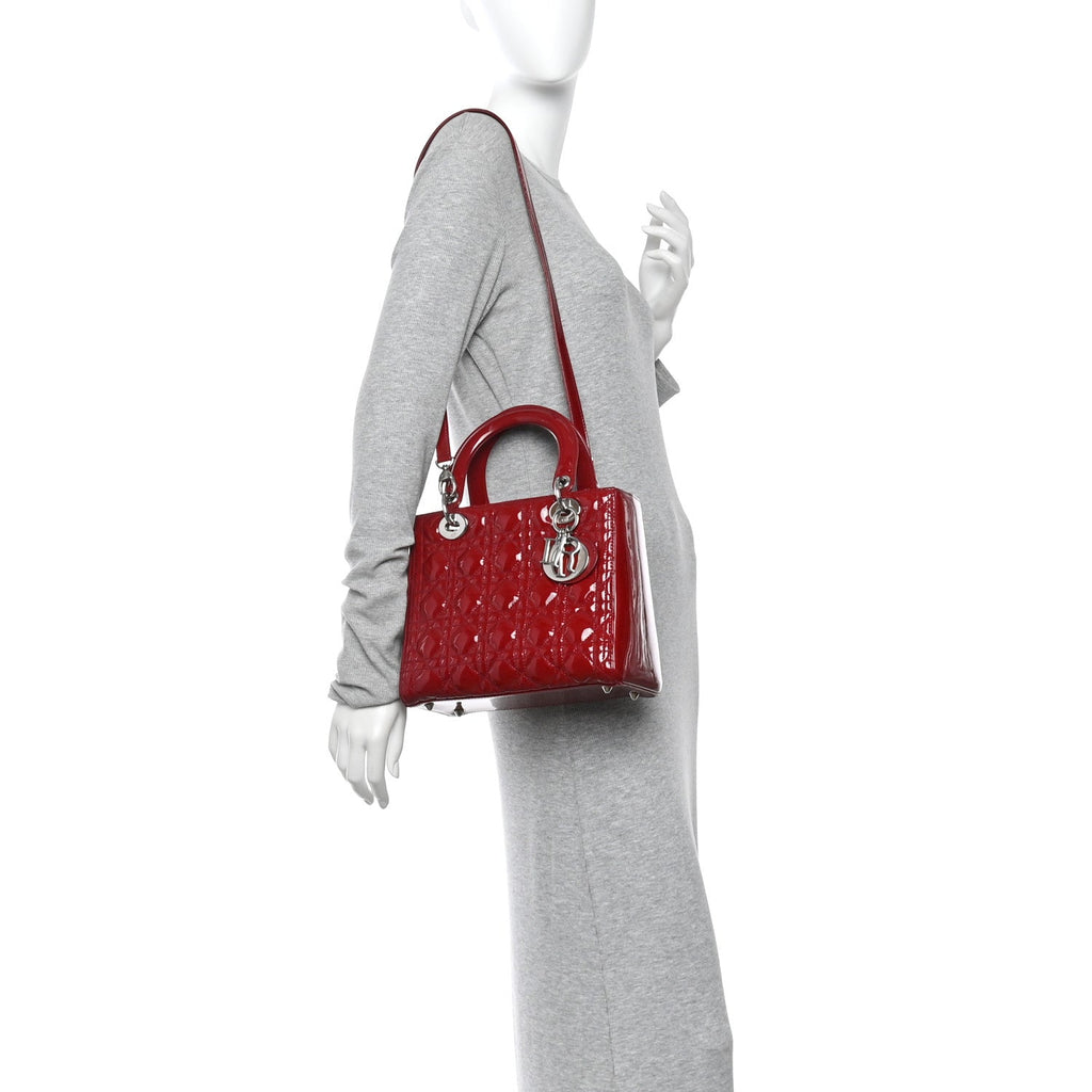Christian Dior Patent Cannage Medium Lady Dior Red
