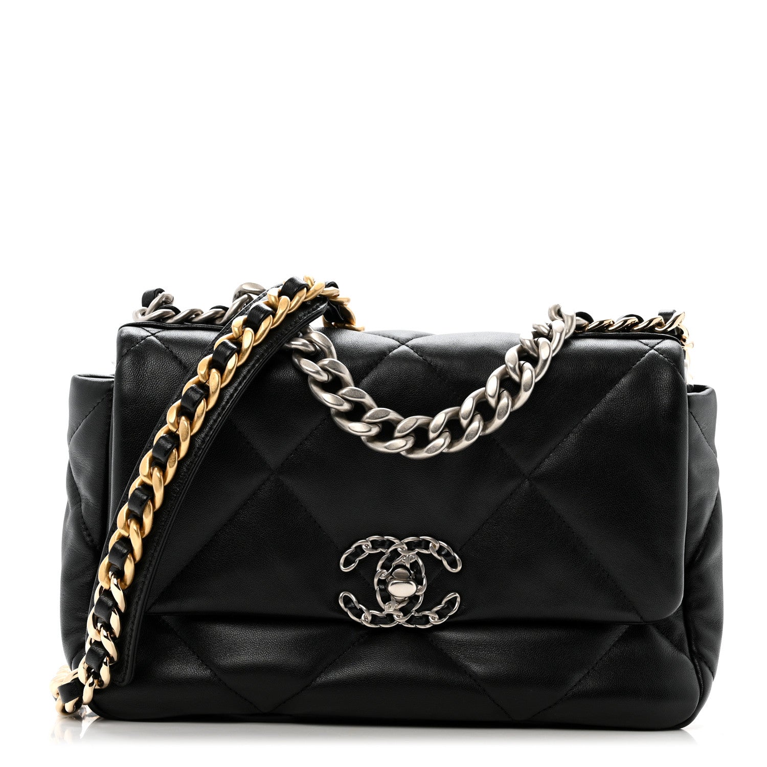 Chanel Lambskin Quilted Medium Chanel 19 Flap Black