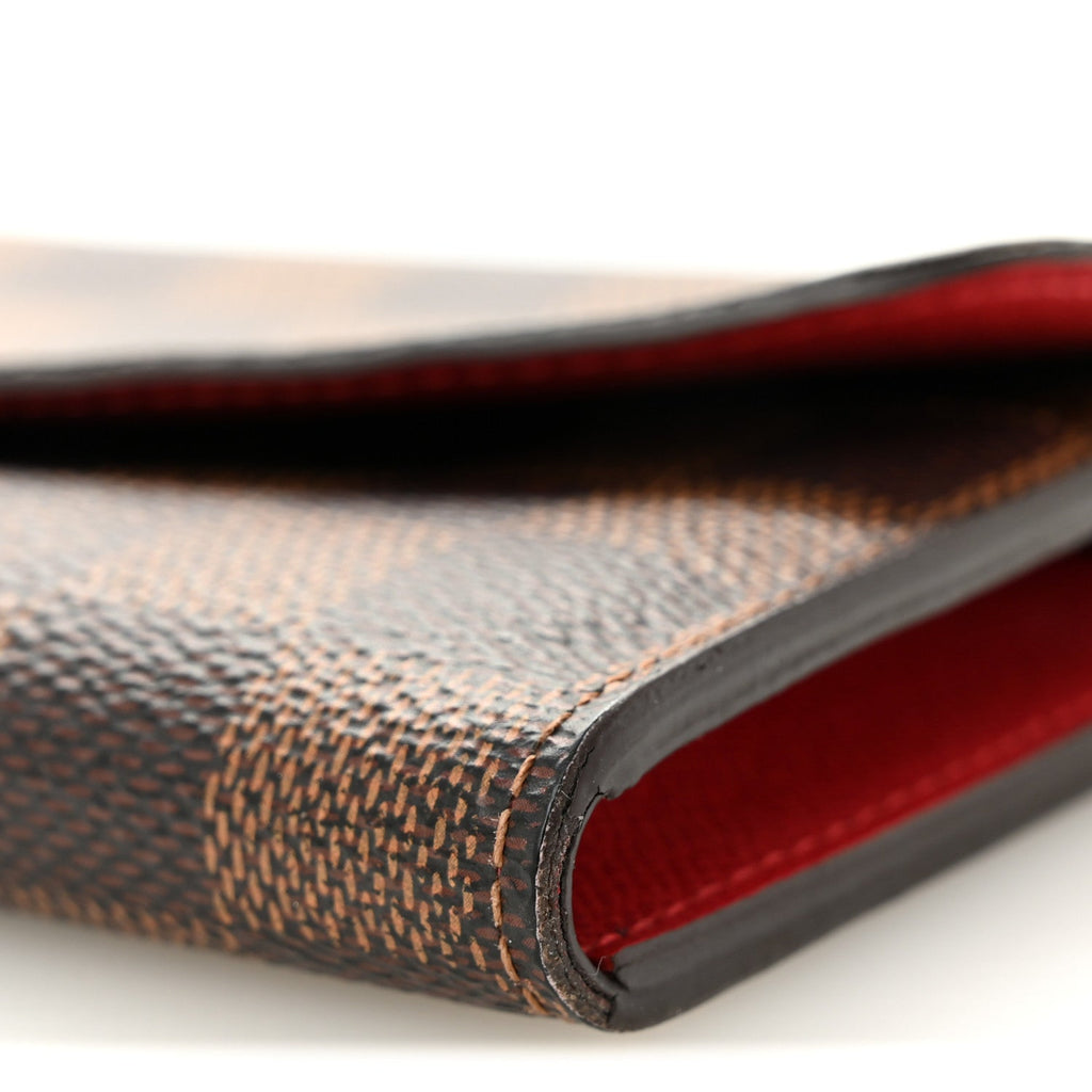 Louis Vuitton Damier Ebene Emilie Wallet Red
