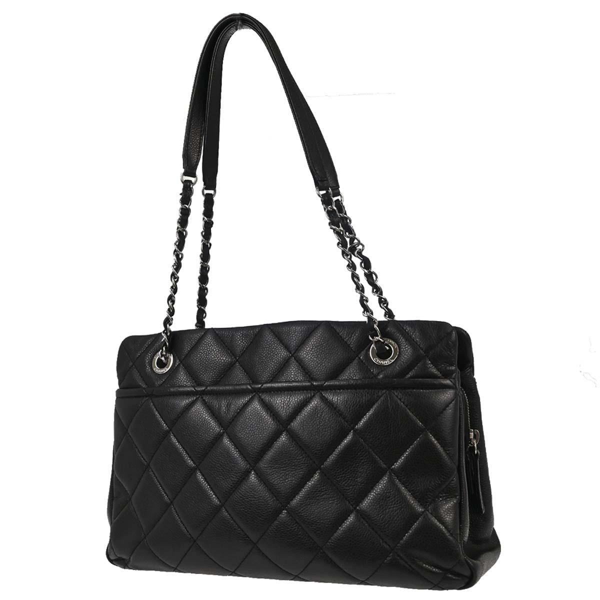 Chanel 2013-2014 Black Caviar Skin Timeless CC Chain Tote Bag