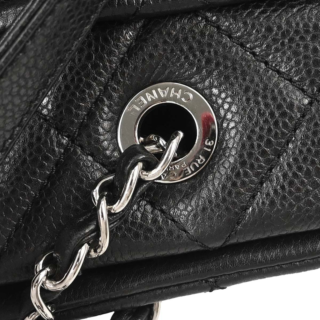 Chanel 2013-2014 Black Caviar Skin Timeless CC Chain Tote Bag
