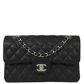 Chanel 2015-2016 Black Caviar Skin Small Classic Double Flap Shoulder Bag