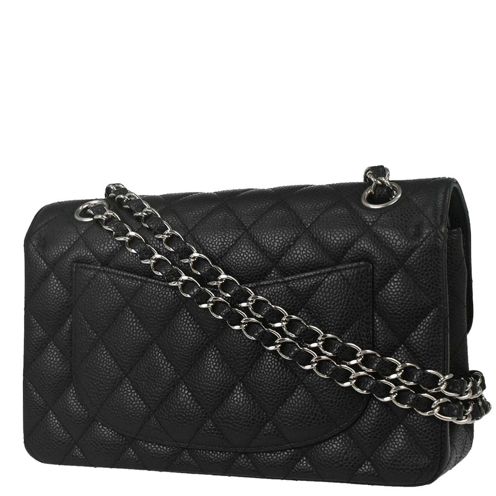 Chanel 2015-2016 Black Caviar Skin Small Classic Double Flap Shoulder Bag