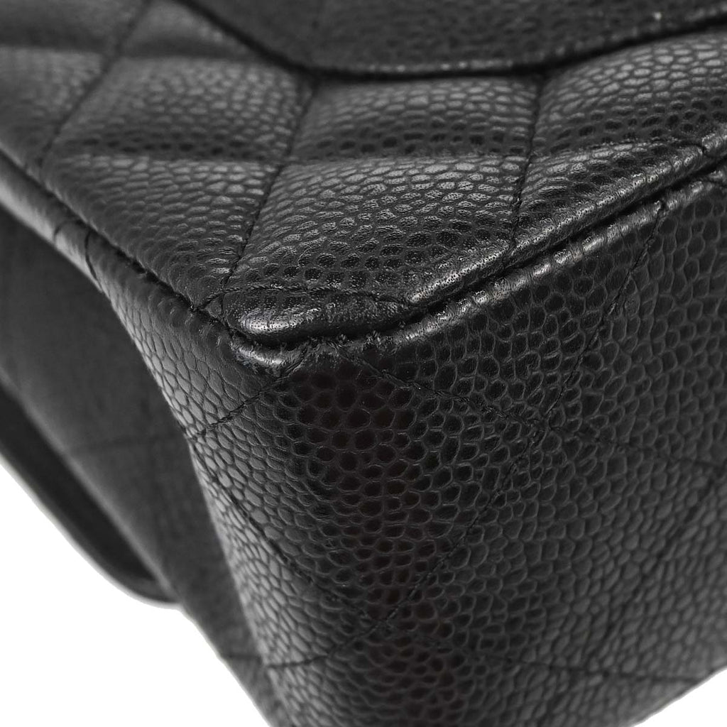 Chanel 2015-2016 Black Caviar Skin Small Classic Double Flap Shoulder Bag