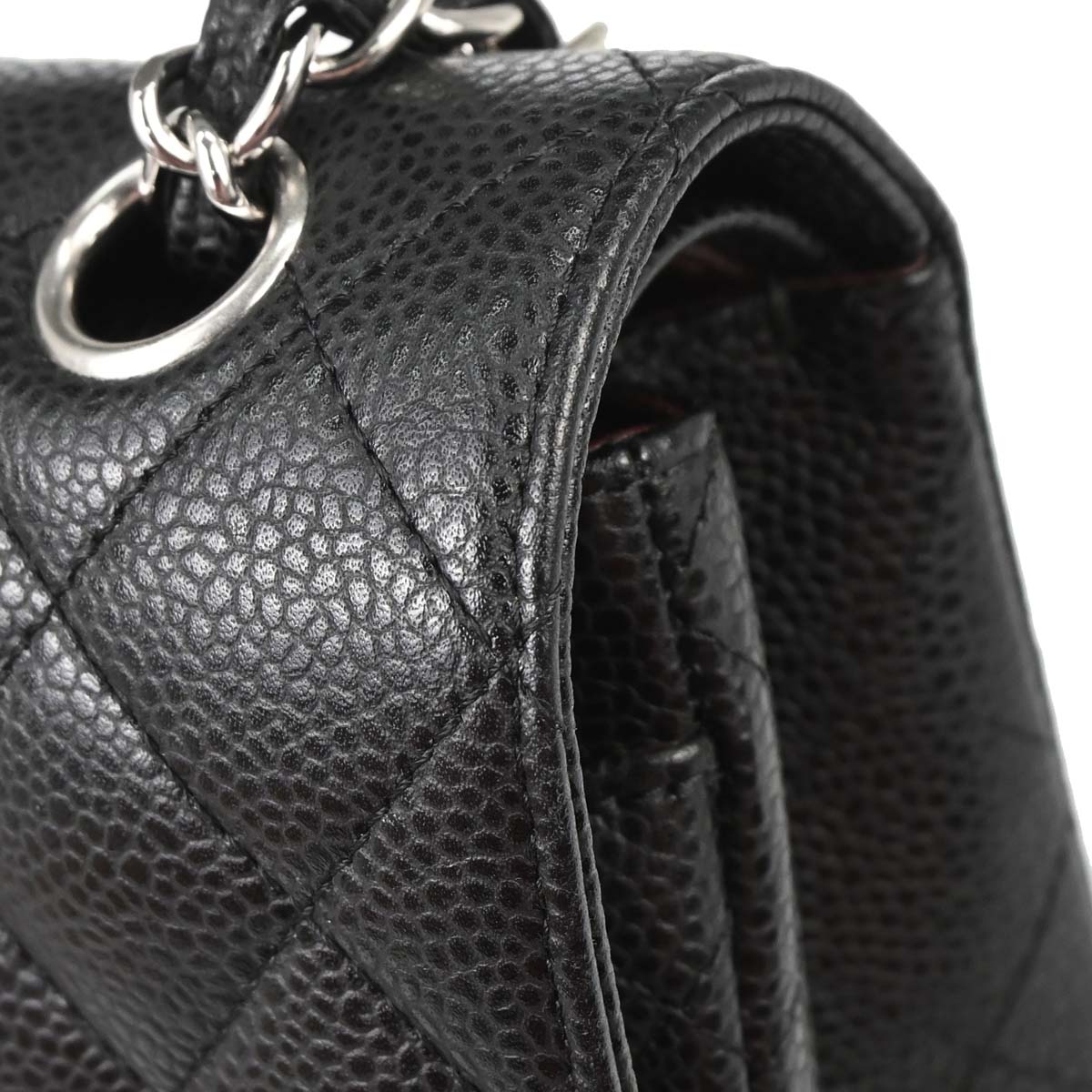 Chanel 2015-2016 Black Caviar Skin Small Classic Double Flap Shoulder Bag