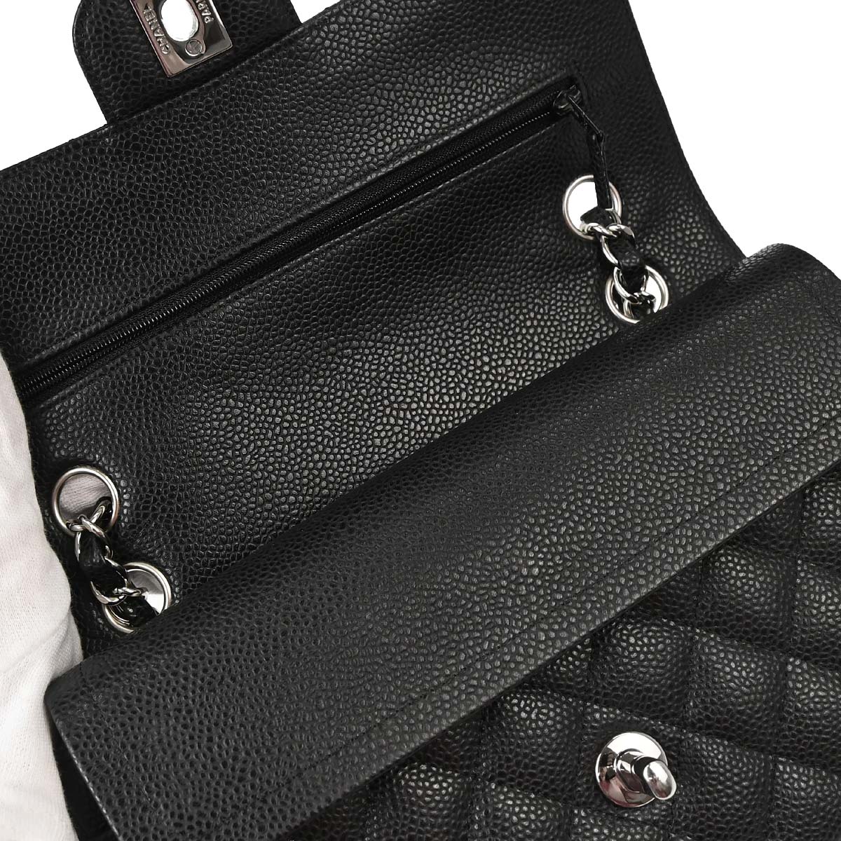 Chanel 2015-2016 Black Caviar Skin Small Classic Double Flap Shoulder Bag