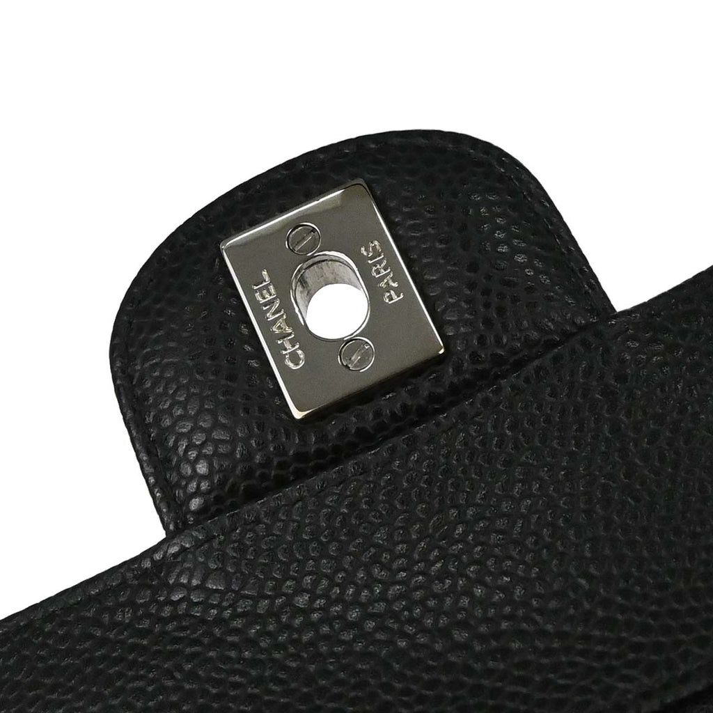 Chanel 2015-2016 Black Caviar Skin Small Classic Double Flap Shoulder Bag