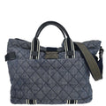 Chanel 2016-2017 Blue Quilted Denim Airlines Buckle 2way Shoulder Tote Handbag