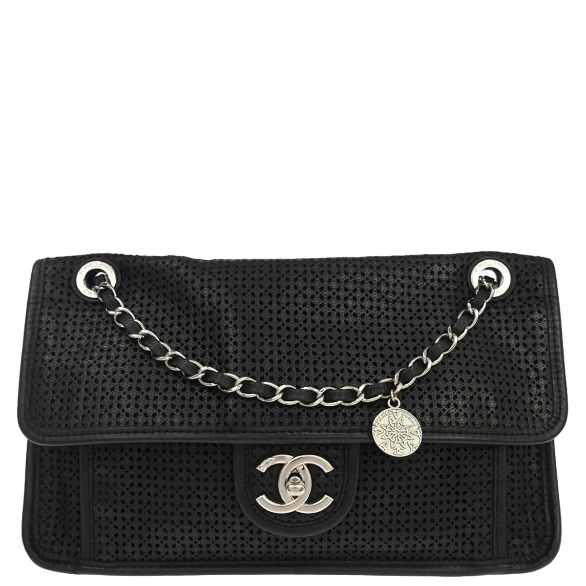 Chanel 2014-2015 Black Perforated Calfskin Up in the Air Shoulder Bag