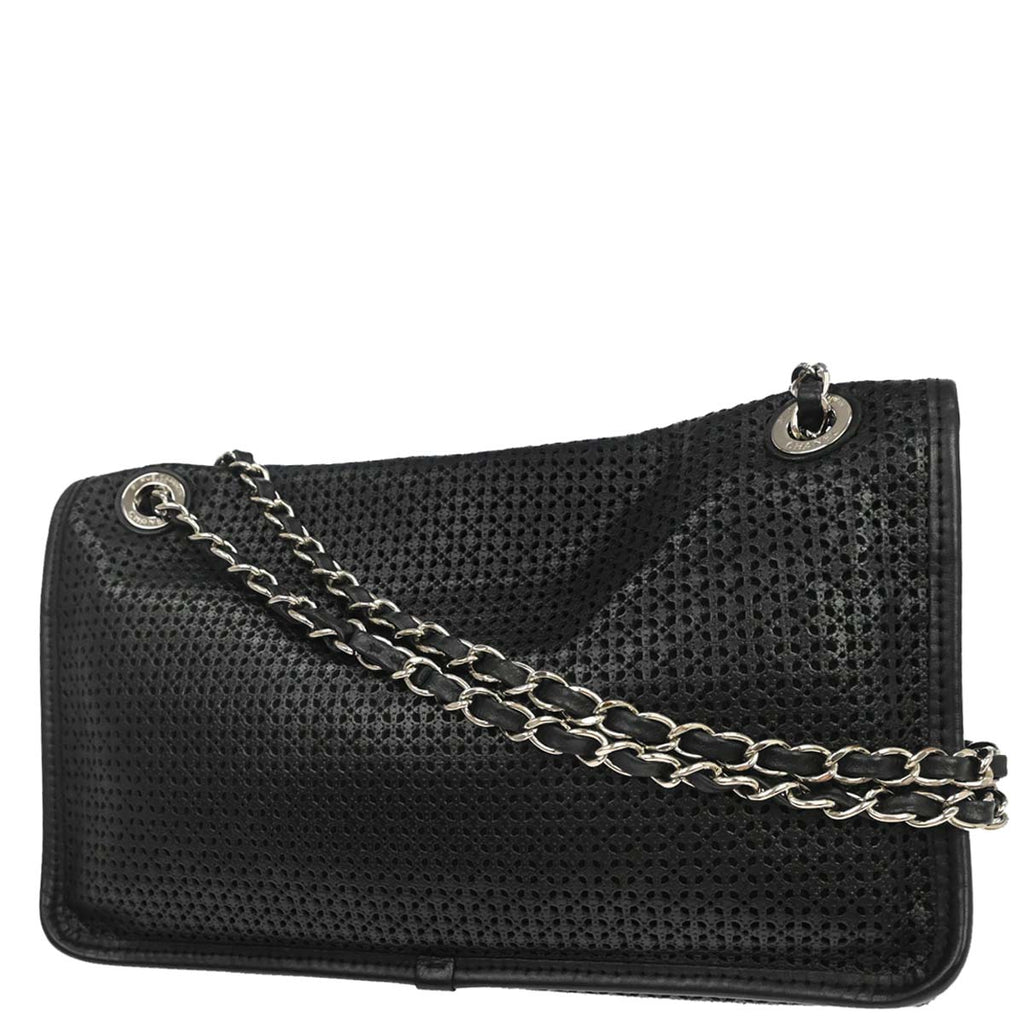 Chanel 2014-2015 Black Perforated Calfskin Up in the Air Shoulder Bag