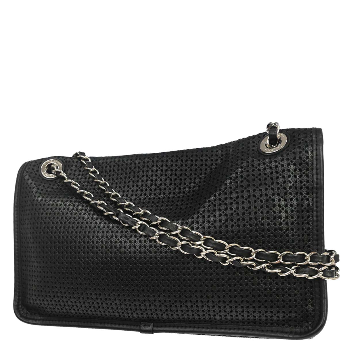 Chanel 2014-2015 Black Perforated Calfskin Up in the Air Shoulder Bag