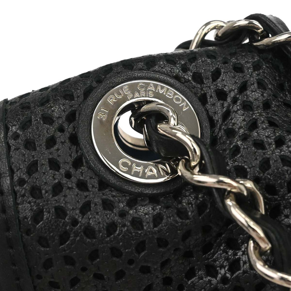 Chanel 2014-2015 Black Perforated Calfskin Up in the Air Shoulder Bag