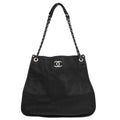 Chanel 2013-2014 Black Perforated Calfskin Up in the Air Tote Shoulder Bag