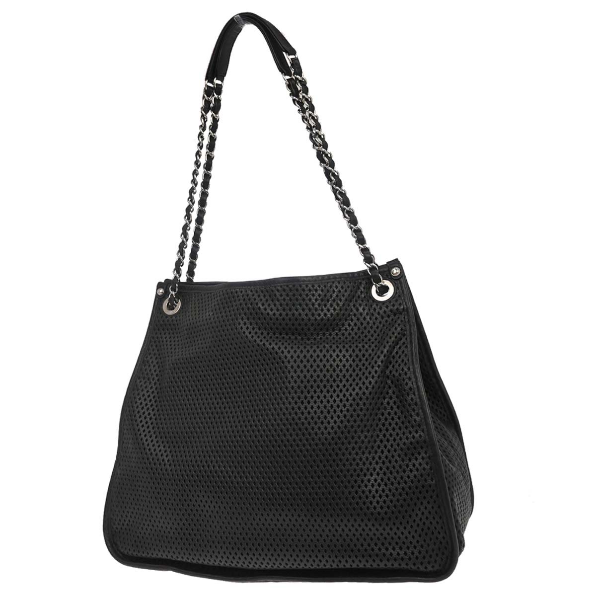 Chanel 2013-2014 Black Perforated Calfskin Up in the Air Tote Shoulder Bag