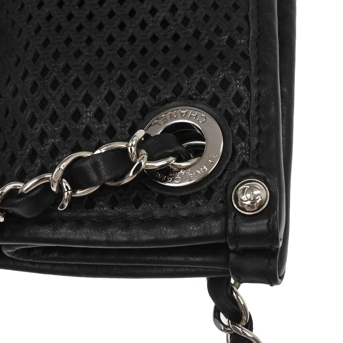Chanel 2013-2014 Black Perforated Calfskin Up in the Air Tote Shoulder Bag