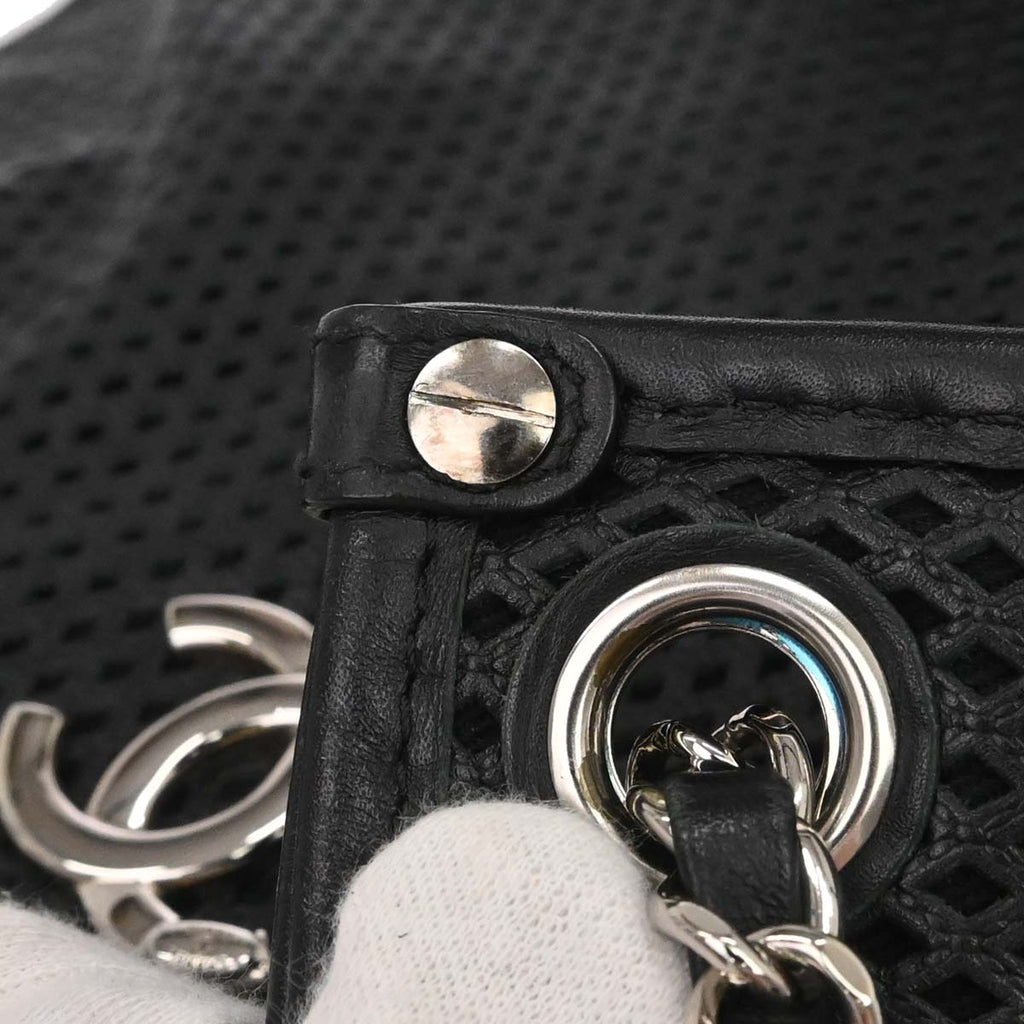 Chanel 2013-2014 Black Perforated Calfskin Up in the Air Tote Shoulder Bag