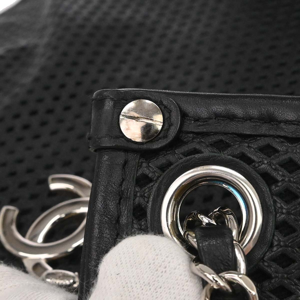 Chanel 2013-2014 Black Perforated Calfskin Up in the Air Tote Shoulder Bag