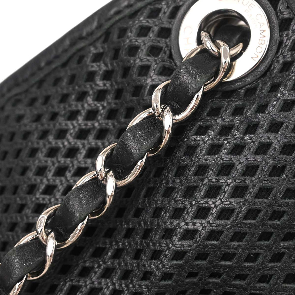 Chanel 2013-2014 Black Perforated Calfskin Up in the Air Tote Shoulder Bag