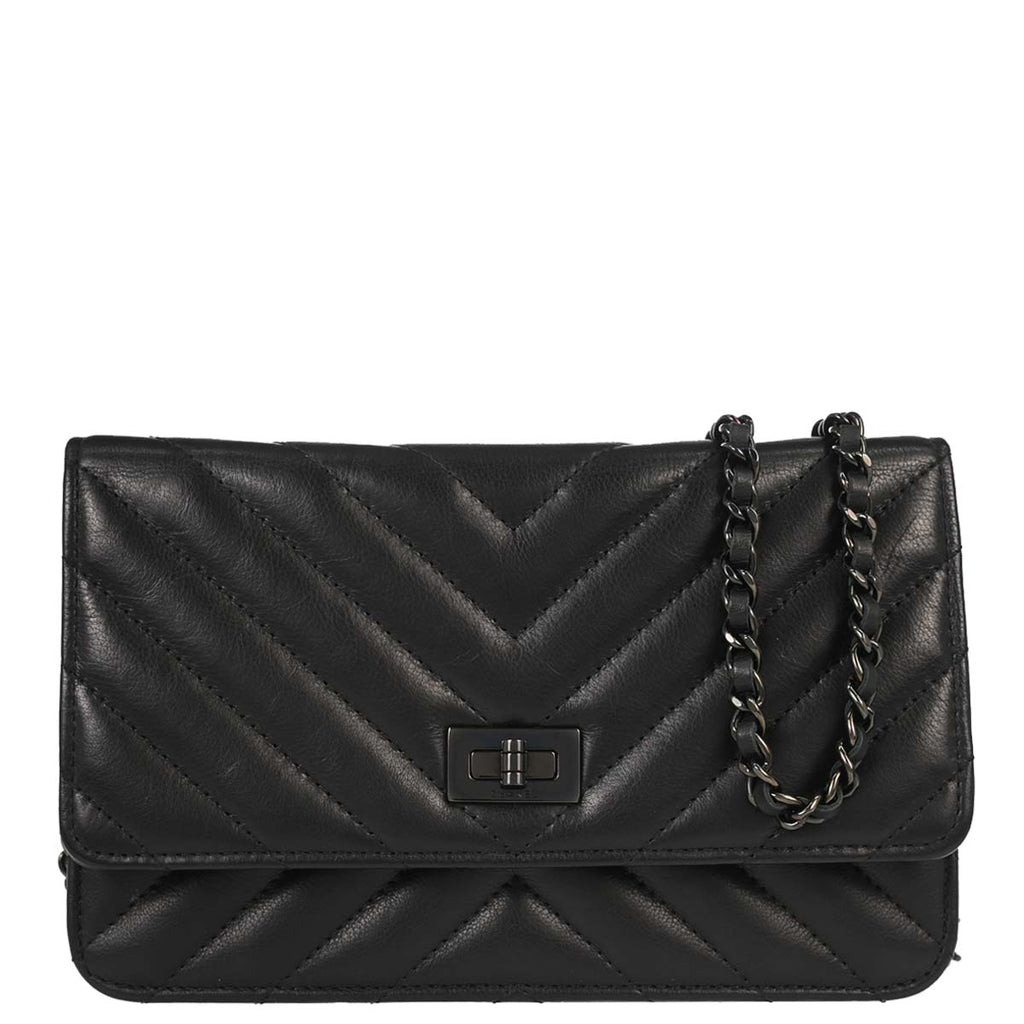 Chanel 2017-2018 Lambskin Chevron Mademoiselle Lock WOC Wallet on Chain Ba