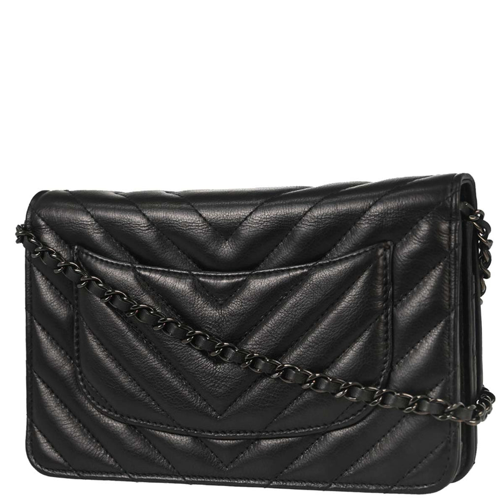 Chanel 2017-2018 Lambskin Chevron Mademoiselle Lock WOC Wallet on Chain Ba