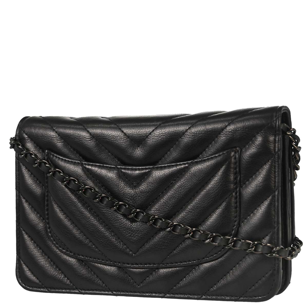 Chanel 2017-2018 Lambskin Chevron Mademoiselle Lock WOC Wallet on Chain Ba
