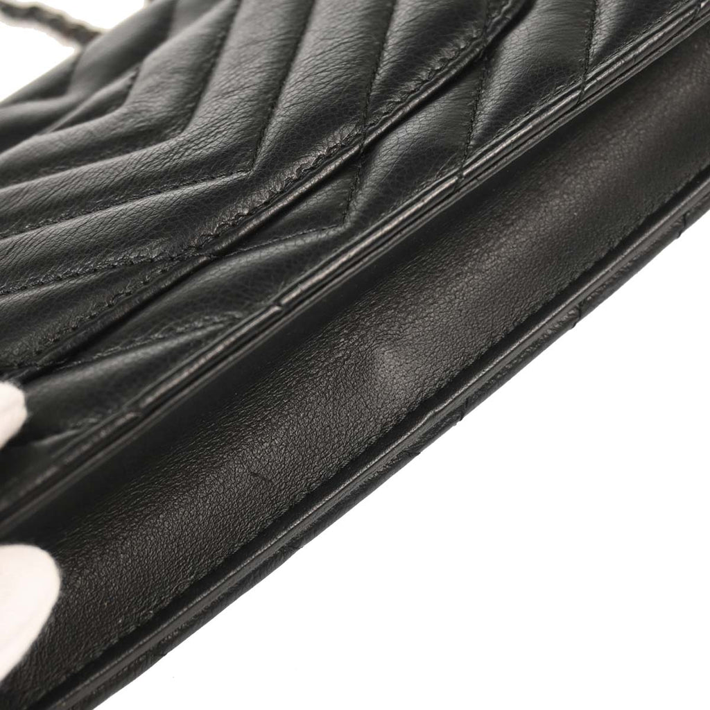 Chanel 2017-2018 Lambskin Chevron Mademoiselle Lock WOC Wallet on Chain Ba