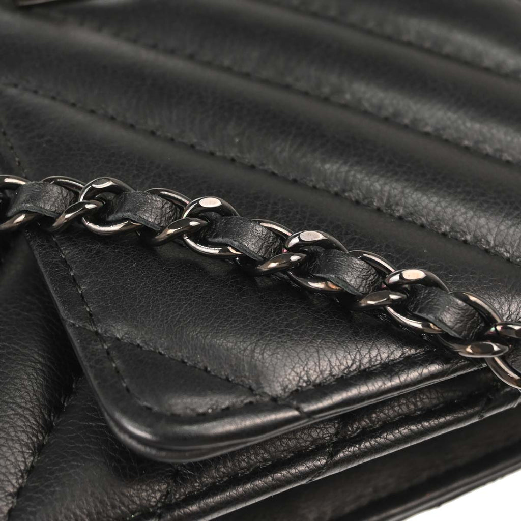Chanel 2017-2018 Lambskin Chevron Mademoiselle Lock WOC Wallet on Chain Ba