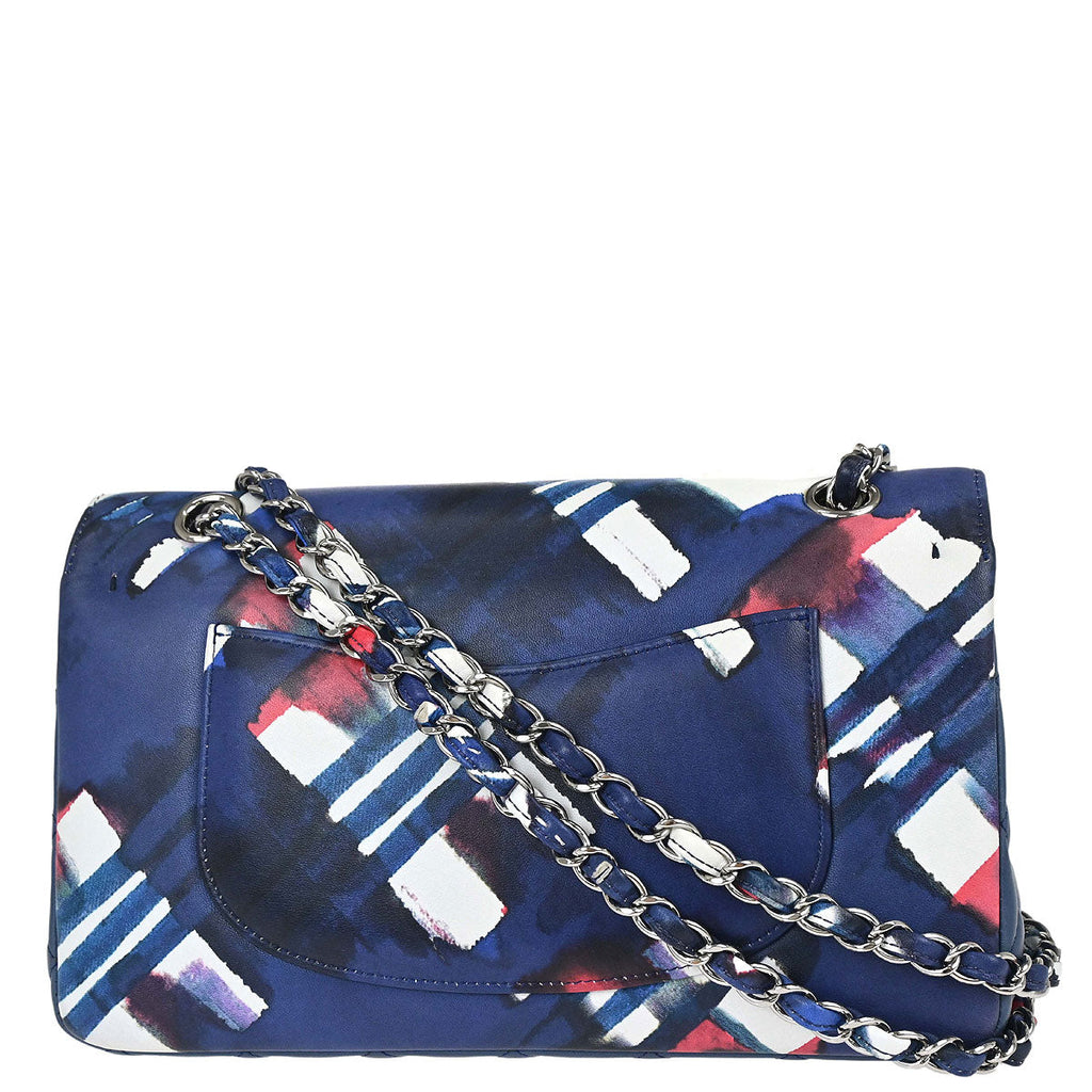 Chanel 2016-2017 Navy Lambskin Airline Medium Classic Double Flap Shoulder Bag