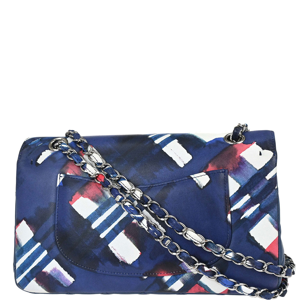 Chanel 2016-2017 Navy Lambskin Airline Medium Classic Double Flap Shoulder Bag
