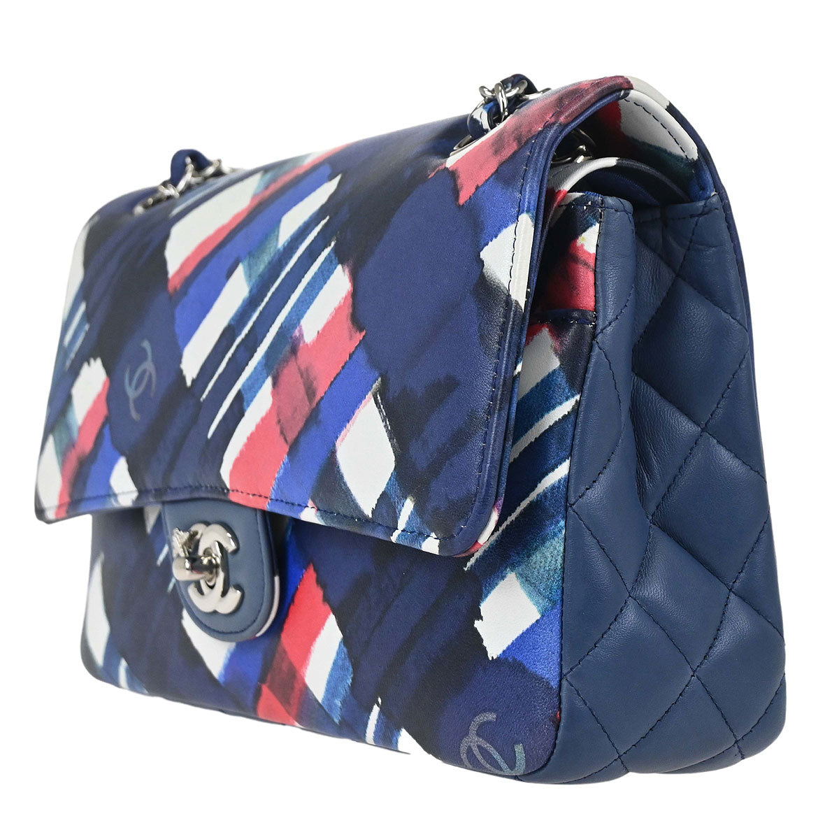 Chanel 2016-2017 Navy Lambskin Airline Medium Classic Double Flap Shoulder Bag