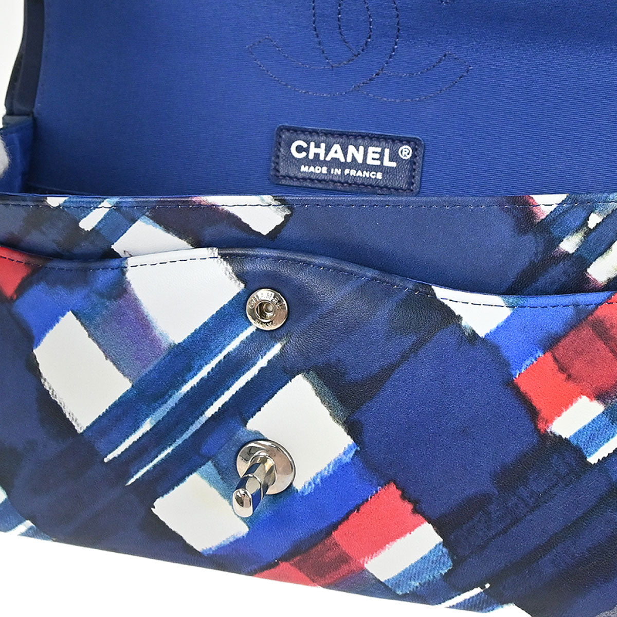 Chanel 2016-2017 Navy Lambskin Airline Medium Classic Double Flap Shoulder Bag