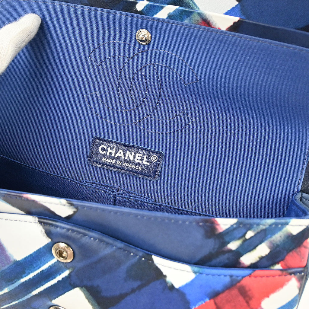 Chanel 2016-2017 Navy Lambskin Airline Medium Classic Double Flap Shoulder Bag