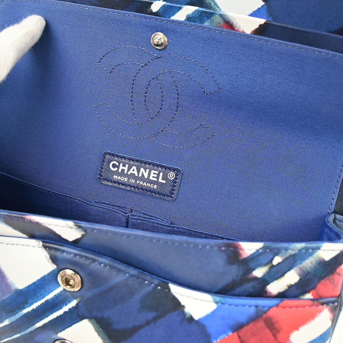 Chanel 2016-2017 Navy Lambskin Airline Medium Classic Double Flap Shoulder Bag