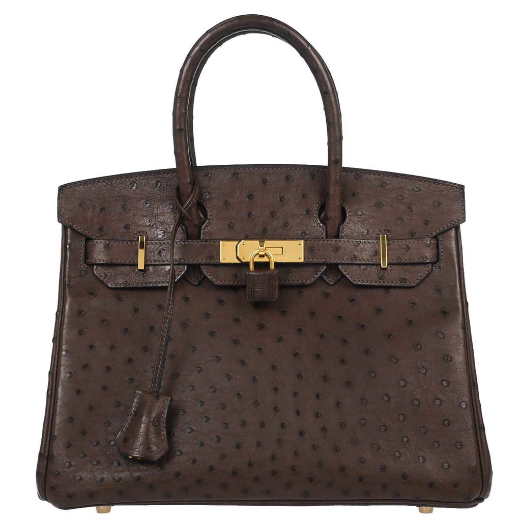 Hermes * Marron fonce Ostrich Birkin 30 Handbag