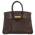 Hermes * Marron fonce Ostrich Birkin 30 Handbag