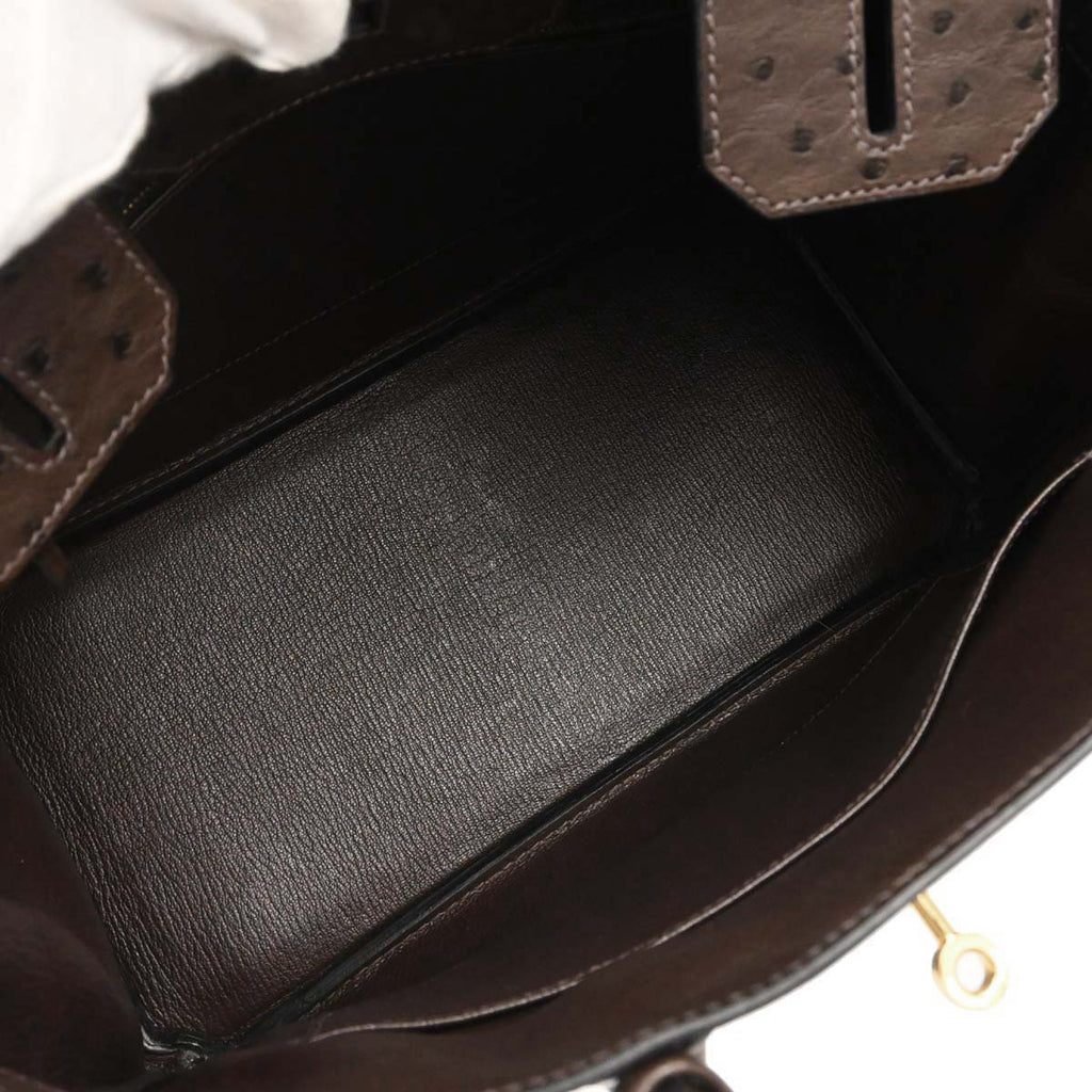 Hermes * Marron fonce Ostrich Birkin 30 Handbag