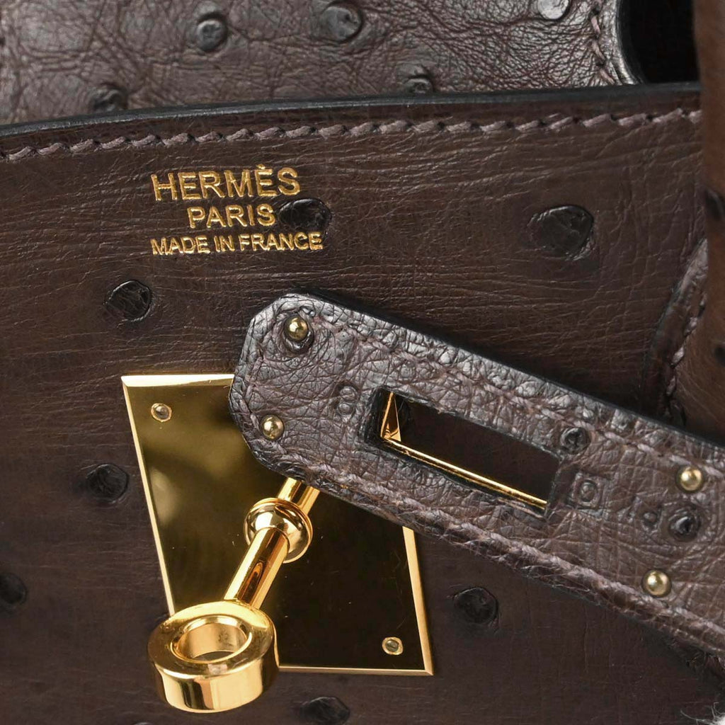 Hermes * Marron fonce Ostrich Birkin 30 Handbag