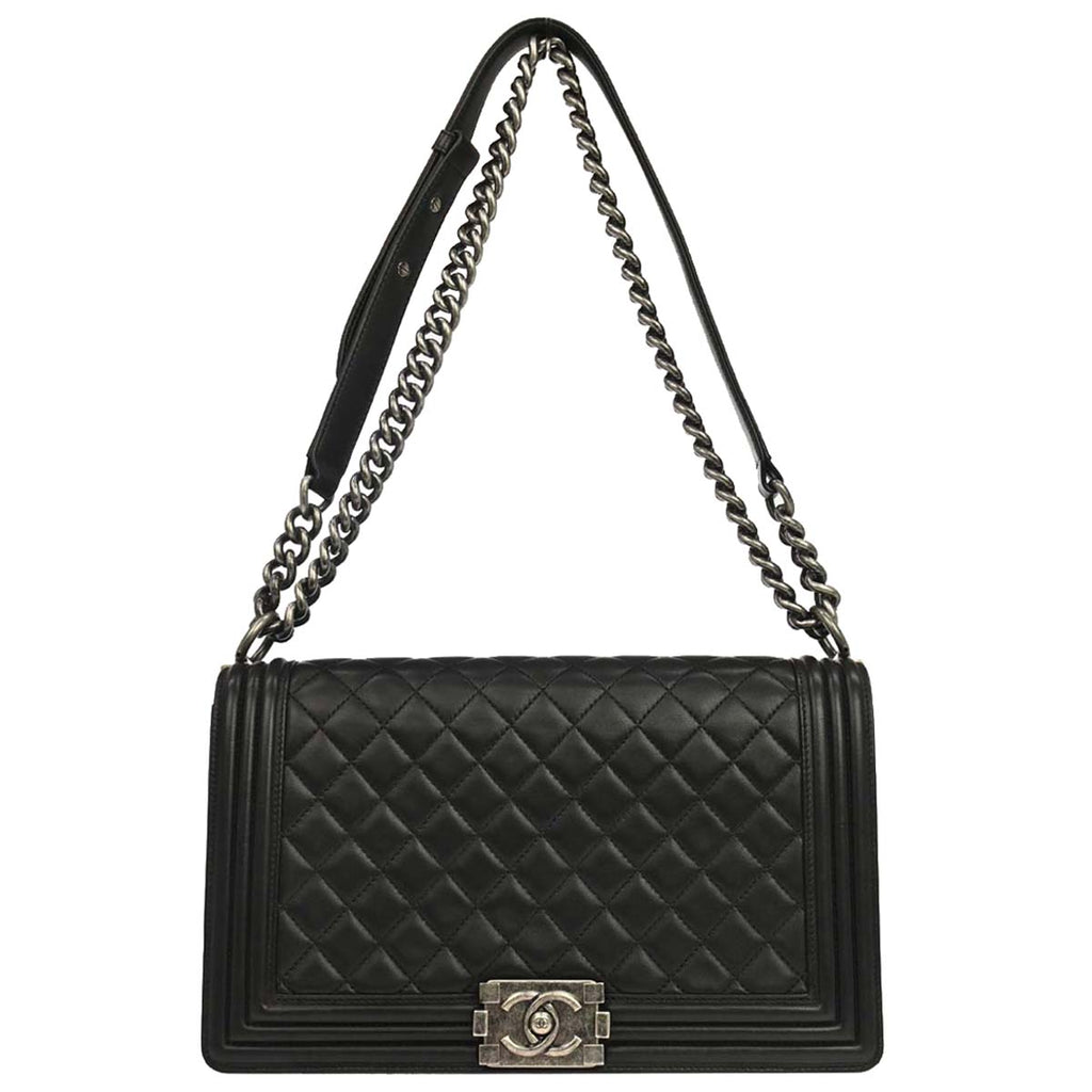 Boy Chanel 2014-2015 Black Lambskin Medium Shoulder Bag