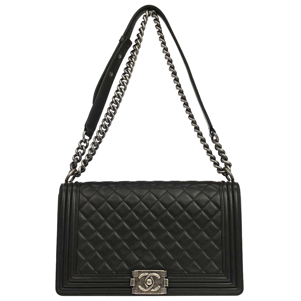 Boy Chanel 2014-2015 Black Lambskin Medium Shoulder Bag