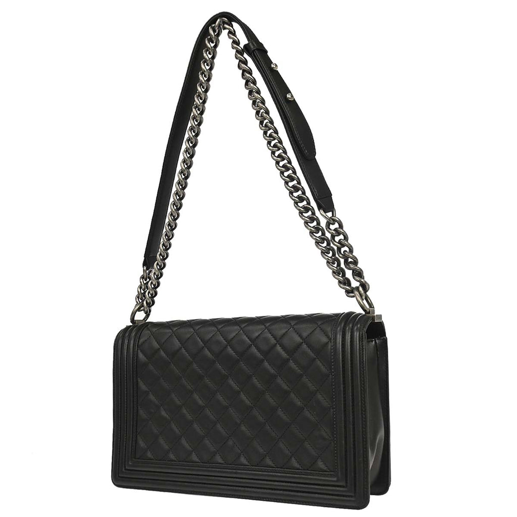 Boy Chanel 2014-2015 Black Lambskin Medium Shoulder Bag