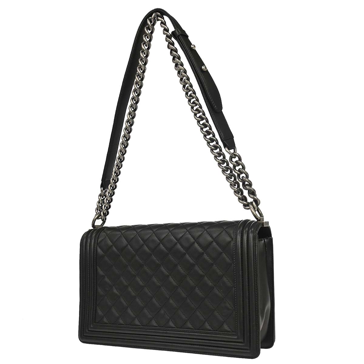 Boy Chanel 2014-2015 Black Lambskin Medium Shoulder Bag
