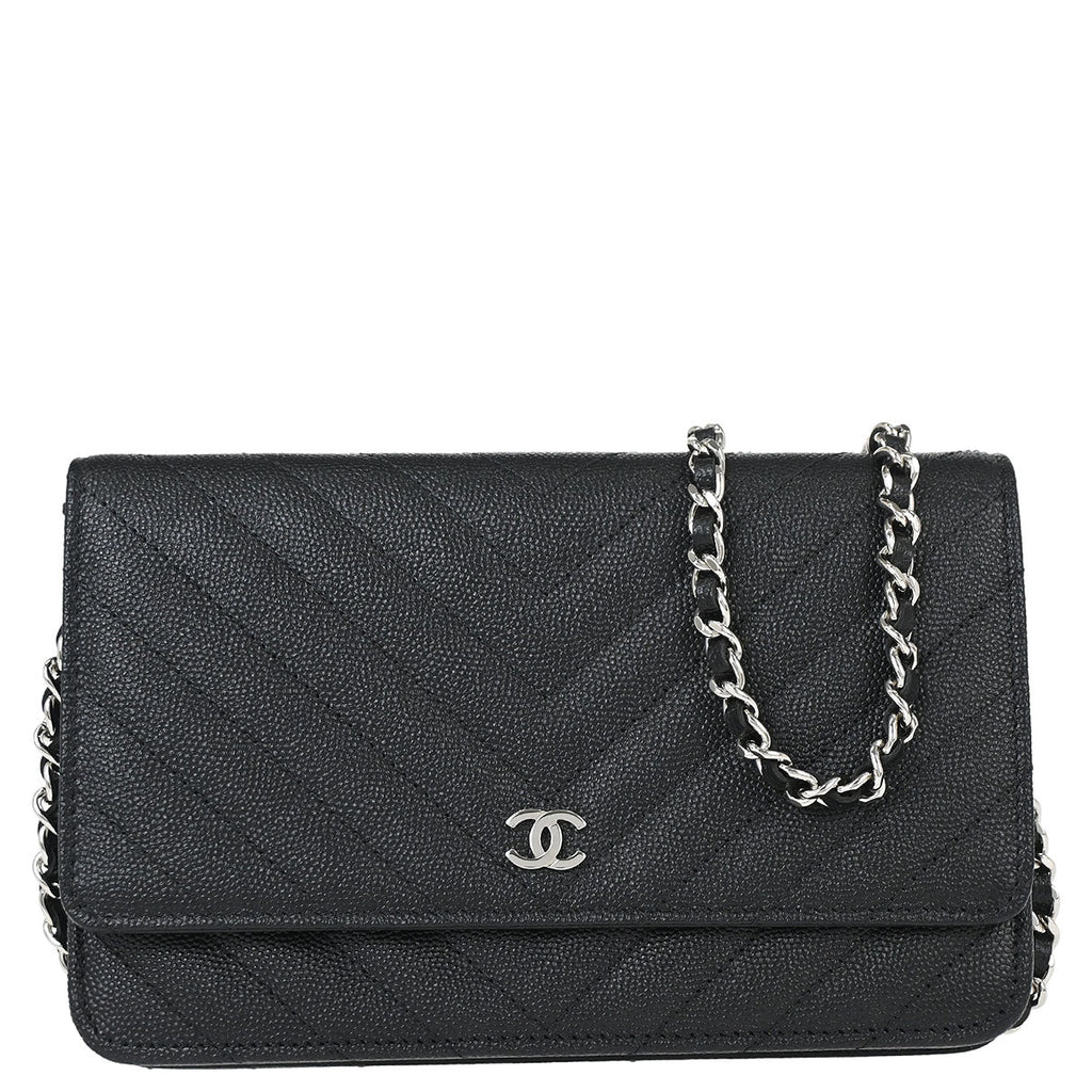 Chanel 2018 Black Caviar Skin Classic WOC Wallet on Chain Bag