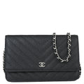 Chanel 2018 Black Caviar Skin Classic WOC Wallet on Chain Bag