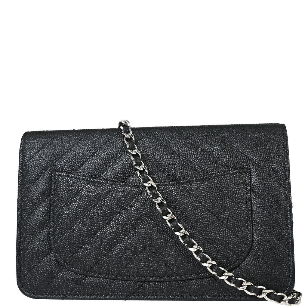 Chanel 2018 Black Caviar Skin Classic WOC Wallet on Chain Bag