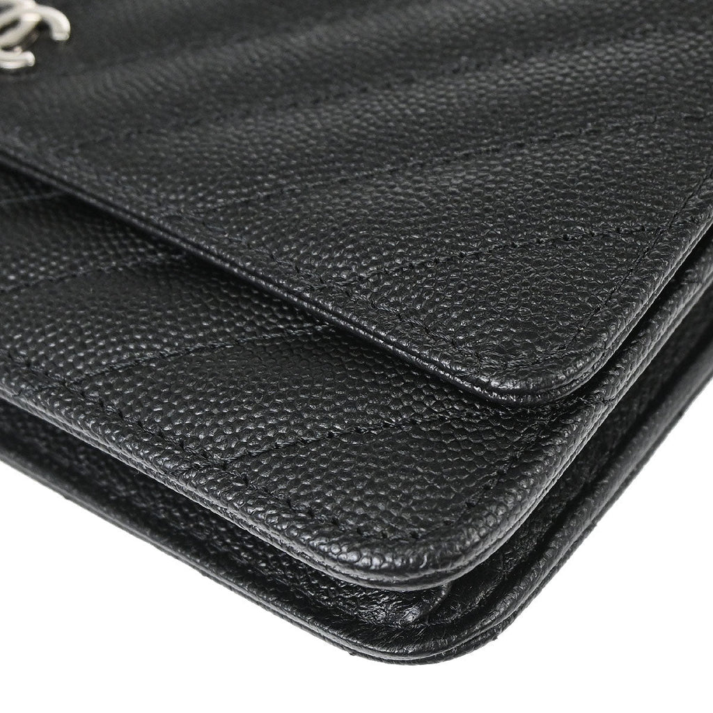 Chanel 2018 Black Caviar Skin Classic WOC Wallet on Chain Bag