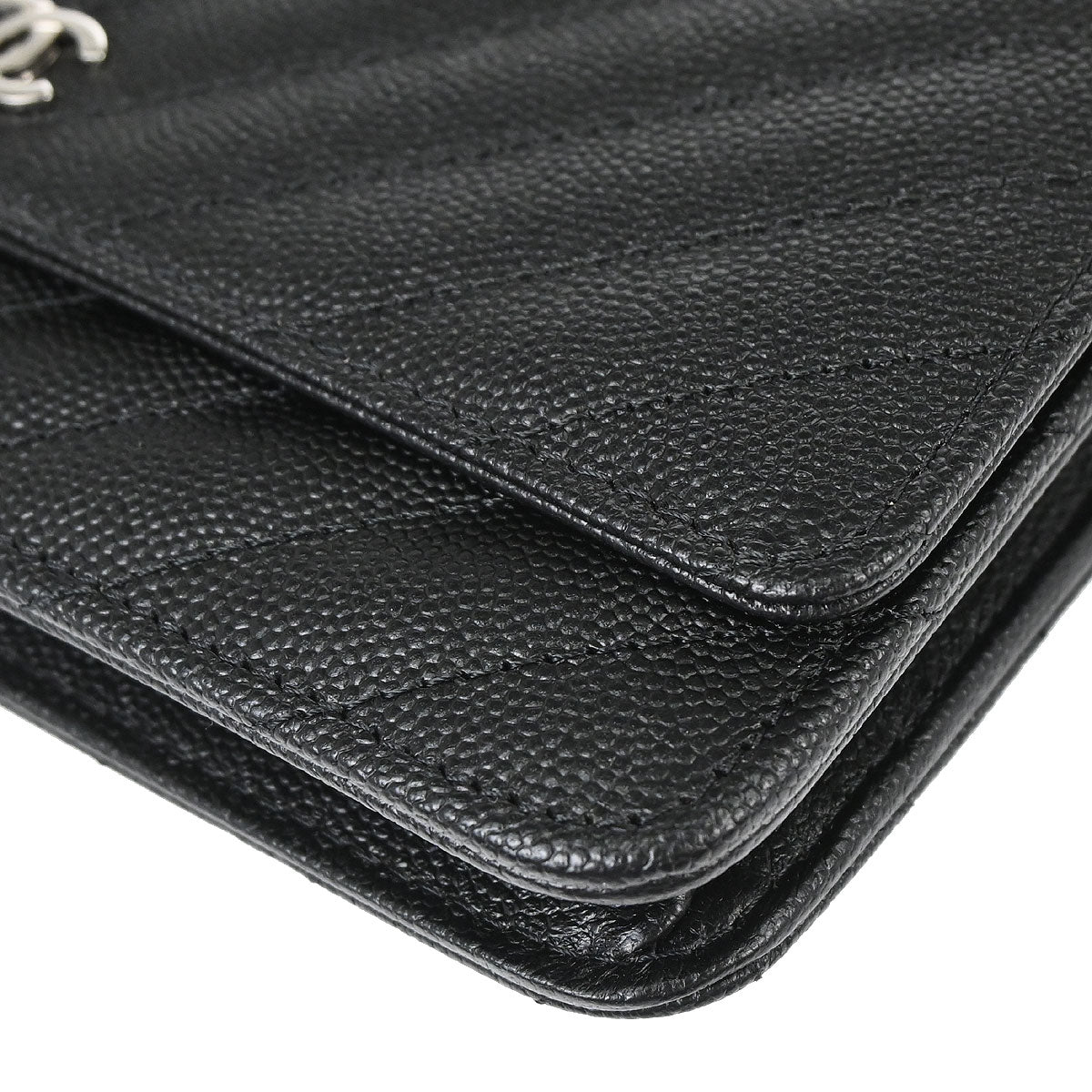 Chanel 2018 Black Caviar Skin Classic WOC Wallet on Chain Bag