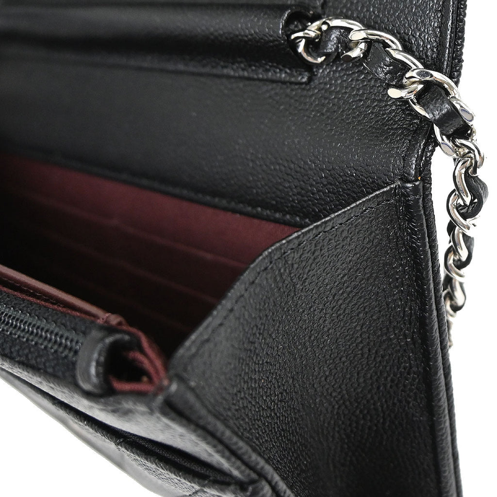 Chanel 2018 Black Caviar Skin Classic WOC Wallet on Chain Bag